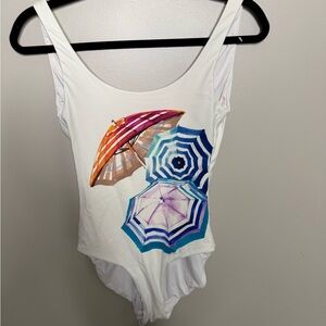 Onia White One Piece with Colorful Umbrella Print small